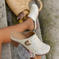 Sandali slip-on da donna con punta chiusa e tacco a blocco