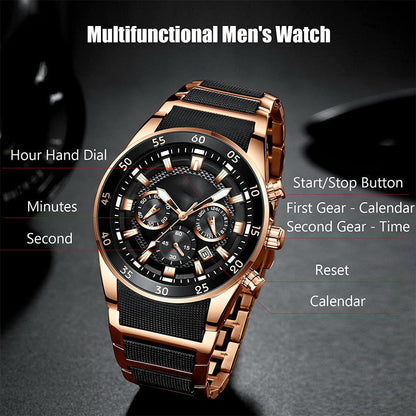 Orologio al quarzo multifunzione impermeabile da uomo
