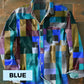 Camicia retrò con risvolto a quadri arcobaleno e tasche