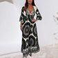 Abito Lungo da Donna Stile Boho Retrò con Scollo Profondo a V