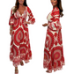 Abito Lungo da Donna Stile Boho Retrò con Scollo Profondo a V