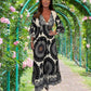 Abito Lungo da Donna Stile Boho Retrò con Scollo Profondo a V