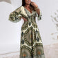 Abito Lungo da Donna Stile Boho Retrò con Scollo Profondo a V