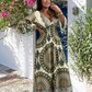 Abito Lungo da Donna Stile Boho Retrò con Scollo Profondo a V