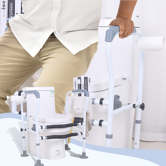 Corrimano di Sicurezza per WC 🚽 | Supporto Antiscivolo in Acciaio 🛡️ | Per Anziani e Disabili in Bagno 🏠 | Altezza Regolabile Senza Attrezzi 🔧