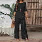 ✨Nuovi saldi -50%✨Set due pezzi da donna composto da top con orlo irregolare e pantaloni a gamba larga