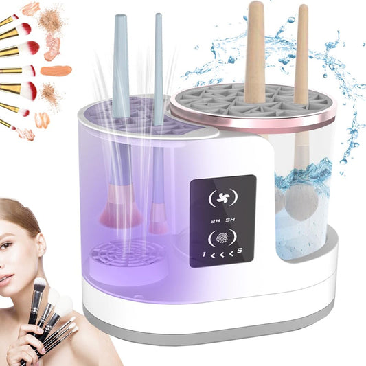 🧼 Pulisci Pennelli Elettrico 3-in-1 per Make-up ✨ | Lavaggio Automatico a Vortice & Asciugatura Rapida 2H/5H 💨 | Contenitore Antipolvere USB, Delicato sulle Setole 6W 🌸