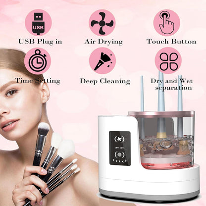 🧼 Pulisci Pennelli Elettrico 3-in-1 per Make-up ✨ | Lavaggio Automatico a Vortice & Asciugatura Rapida 2H/5H 💨 | Contenitore Antipolvere USB, Delicato sulle Setole 6W 🌸