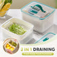 🍱 Contenitore 2 in 1 Drenante e Serbafreschezza ❄️✨ - Doppia Chiusura Ermetica | -20°C a 120°C | Trasparente | Impilabile | 6 Misure | Set 3/4/5 Pezzi | 50% DI SCONTO