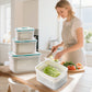 🍱 Contenitore 2 in 1 Drenante e Serbafreschezza ❄️✨ - Doppia Chiusura Ermetica | -20°C a 120°C | Trasparente | Impilabile | 6 Misure | Set 3/4/5 Pezzi | 50% DI SCONTO