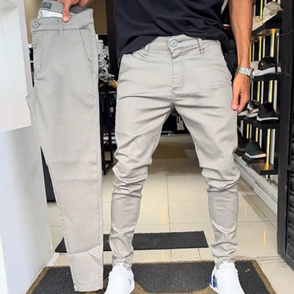 Pantaloni casual slim fit da uomo – Tinte unite eleganti, silhouette slim, ideali da abbinare facilmente 👔
