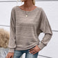 Maglia a Girocollo a Tinta Unita con Maniche Lunghe e Texture a Righe