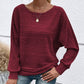 Maglia a Girocollo a Tinta Unita con Maniche Lunghe e Texture a Righe