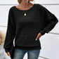 Maglia a Girocollo a Tinta Unita con Maniche Lunghe e Texture a Righe