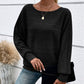 Maglia a Girocollo a Tinta Unita con Maniche Lunghe e Texture a Righe