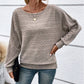 Maglia a Girocollo a Tinta Unita con Maniche Lunghe e Texture a Righe