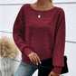 Maglia a Girocollo a Tinta Unita con Maniche Lunghe e Texture a Righe