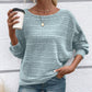 Maglia a Girocollo a Tinta Unita con Maniche Lunghe e Texture a Righe