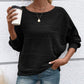 Maglia a Girocollo a Tinta Unita con Maniche Lunghe e Texture a Righe