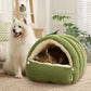 Cuccia a Grotta in Peluche per Cani e Gatti 🐶🐱 | Design Semichiuso con Apertura Regolabile e Imbottitura Morbida | 2 Misure