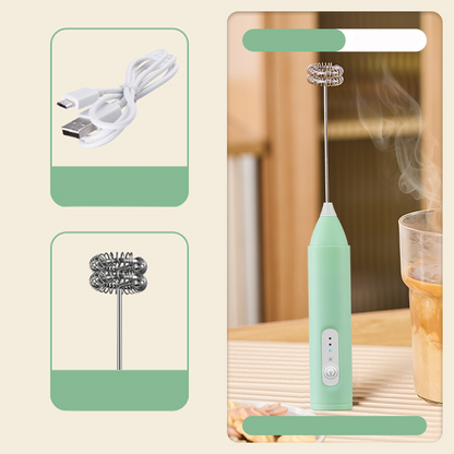 ☕ Montalatte Elettrico e Mixer per Bevande | 3 Velocità⚡ | USB 400 mAh, fino a 180 Minuti 🔋 | Silenzioso e Facile da Pulire 🤫 | Acciaio Inox e PP ✨