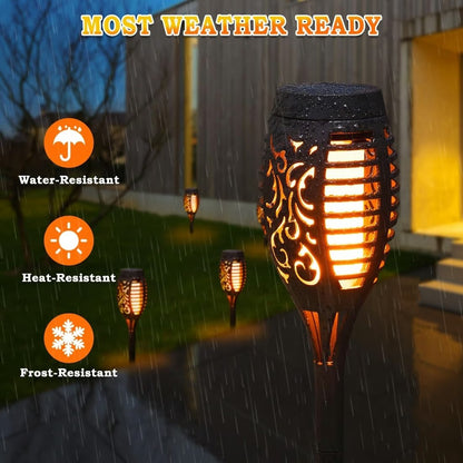 🕯️ Torce Solari da Giardino con Accensione Automatica al Tramonto ✨☀️ - IP65 Impermeabili | Senza Fili | 4 Colori | ABS | Ricarica 8h | 50% DI SCONTO