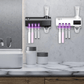 🦷 Igienizzatore UV da Parete per Spazzolini – Porta 4 Spazzolini | Ricarica USB & Solare | Sensore PIR Auto-Off | Spremi Dentifricio | Senza Forare 🚿✨