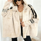 Cappotto casual da donna con cappuccio e zip in peluche