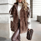 Cappotto casual da donna con cappuccio e zip in peluche