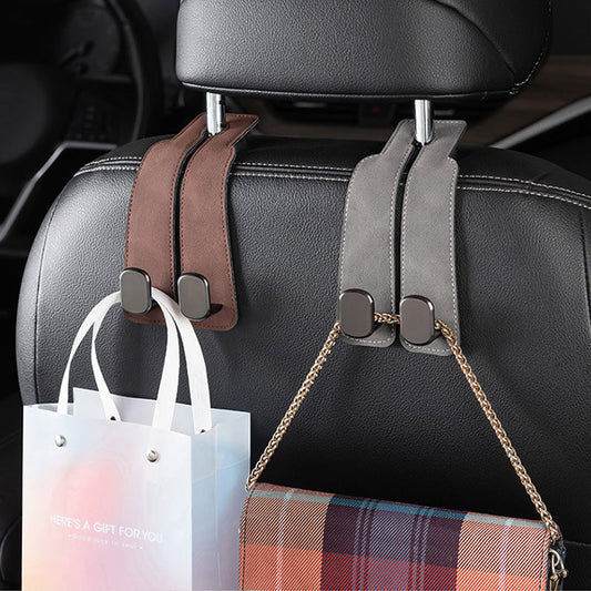 🚗Ganci Universali per Poggiatesta Auto | Realizzati in Morbida Pelle PU 👜 | Struttura Resistente in Lega di Zinco 💪 | Organizza lo Spazio Interno ✨