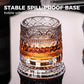 🥃Bicchiere da Whisky Girevole a 360° – Vetro Senza Piombo 300ml, Base Stabile, Motivi in Rilievo 3D – 7 Stili, Ideale per Whisky, Bourbon & Cocktail 💯✨