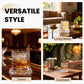 🥃Bicchiere da Whisky Girevole a 360° – Vetro Senza Piombo 300ml, Base Stabile, Motivi in Rilievo 3D – 7 Stili, Ideale per Whisky, Bourbon & Cocktail 💯✨