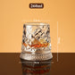🥃Bicchiere da Whisky Girevole a 360° – Vetro Senza Piombo 300ml, Base Stabile, Motivi in Rilievo 3D – 7 Stili, Ideale per Whisky, Bourbon & Cocktail 💯✨