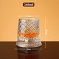 🥃Bicchiere da Whisky Girevole a 360° – Vetro Senza Piombo 300ml, Base Stabile, Motivi in Rilievo 3D – 7 Stili, Ideale per Whisky, Bourbon & Cocktail 💯✨