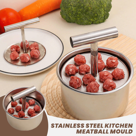 🥩🧆 Stampo per Polpette in Acciaio Inox 304 | 6 o 12 Fori , Forme Uniformi & Impugnatura Ergonomica  | Carne, Verdure & Riso 🍚 | Compatto 📦