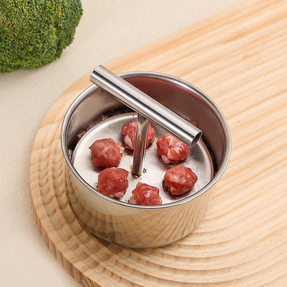 🥩🧆 Stampo per Polpette in Acciaio Inox 304 - 6/12 Fori | Polpette Uniformi | Impugnatura Ergonomica | Compatto & Leggero | Ideale per Cucina, Cene in Famiglia & Feste | 11,3 × 6,5 cm / 14 × 8,5 cm ✨