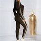 Completo da ginnastica a due pezzi con maniche lunghe da donna
