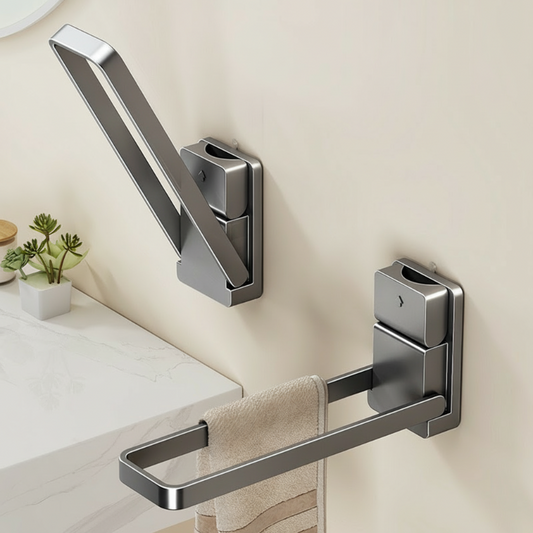 🛁 Portasciugamani Pieghevole a Ventosa ✨ | Installazione Senza Fori e Braccio Salvaspazio 🔄 | Acciaio Antiruggine per Bagno e Cucina 🚿 | Barra 22,5 cm - Grigio