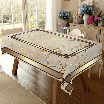 🏡 Tovaglia Impermeabile con Stampa Marmo Beige e Oro ✨📍 - Poliestere Premium | 6 Misure | Rotonda & Rettangolare | Facile da Pulire | Elegante & Moderna | 50% DI SCONTO