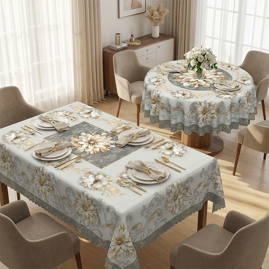 🌺 Tovaglia Floreale in Rilievo Impermeabile ed Elegante 🎀🛡️ - Anti-Macchia | Lavabile in Lavatrice | 4 Misure | Rotonda & Rettangolare | Poliestere | 50% DI SCONTO