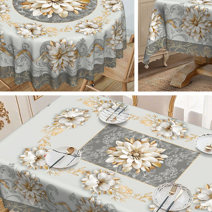🌺 Tovaglia Floreale in Rilievo Impermeabile ed Elegante 🎀🛡️ - Anti-Macchia | Lavabile in Lavatrice | 4 Misure | Rotonda & Rettangolare | Poliestere | 50% DI SCONTO
