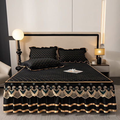 🛏️ Parure da Letto con Gonna a Balze Elegante ✨💓 - Trapuntata Spessa | Misto Cotone Premium | Antiscivolo | 5 Colori | 5 Misure | 60% DI SCONTO