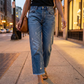 ⏳Offerta a tempo limitato⏰Jeans da donna a gamba dritta, modello cropped in stile retrò