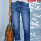 ⏳Offerta a tempo limitato⏰Jeans da donna a gamba dritta, modello cropped in stile retrò