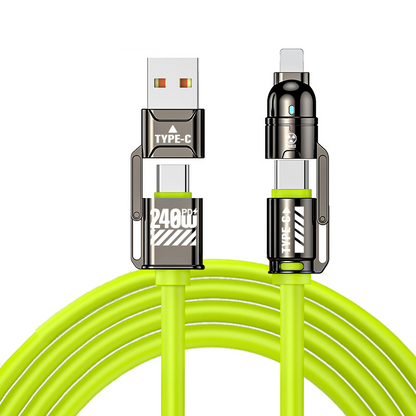 🔌 Cavo di Ricarica Rapida 4-in-1 ⚡ | Fino a 240W, Chip E-Marker & Rivestimento in Silicone | Connessioni USB-A e USB-C per Smartphone, Tablet & Laptop | 1 m o 2 m