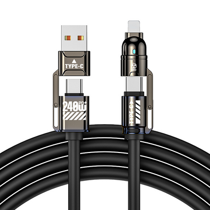 Cavo di Ricarica Rapida 4-in-1 🔌⚡ | Fino a 240W USB-C, Chip E-Marker | Silicone Antigroviglio per Smartphone, Tablet e Laptop | 1/2 m