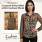 👚SCONTO DEL 60%! 🐆 Camicetta da donna con stampa leopardata e inserti in rete a contrasto – Maniche lunghe, vestibilità aderente e perfetta per l'ufficio e la sera ✨