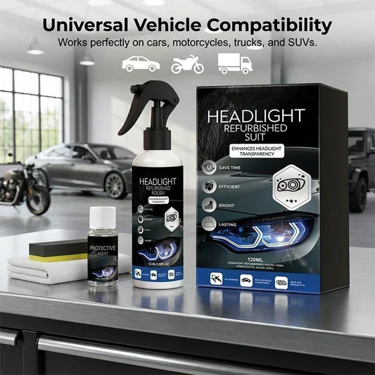 🚗 Kit Ripristino e Lucidatura Fari Auto ✨ | Elimina Ingiallimento e Opacità 💡 | Formula Senza Carteggiatura con Protezione UV 🛡️ | Set Completo 100ml + 20ml