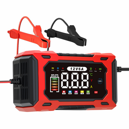 🔋 Caricabatterie Intelligente per Auto 12V 6A 🚗 – Riparazione a Impulsi, Desolfatazione, Display LCD, Protezione Completa & Compensazione Temperatura 🌡️🛡️