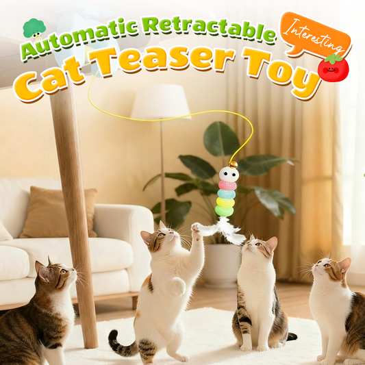🐱✨ Giocattolo Automatico per Gatti con Canna da Pesca Retrattile – Movimento Irregolare, Stimola l’Istinto di Caccia, Ricarica USB – Rosa & Blu 🎾